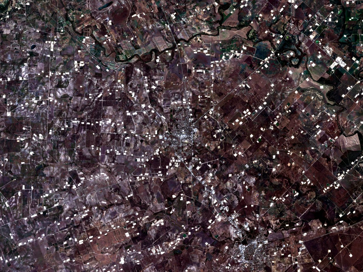 Sentinel-2 satellite imagery of Eagle Ford Shale oil and gas region