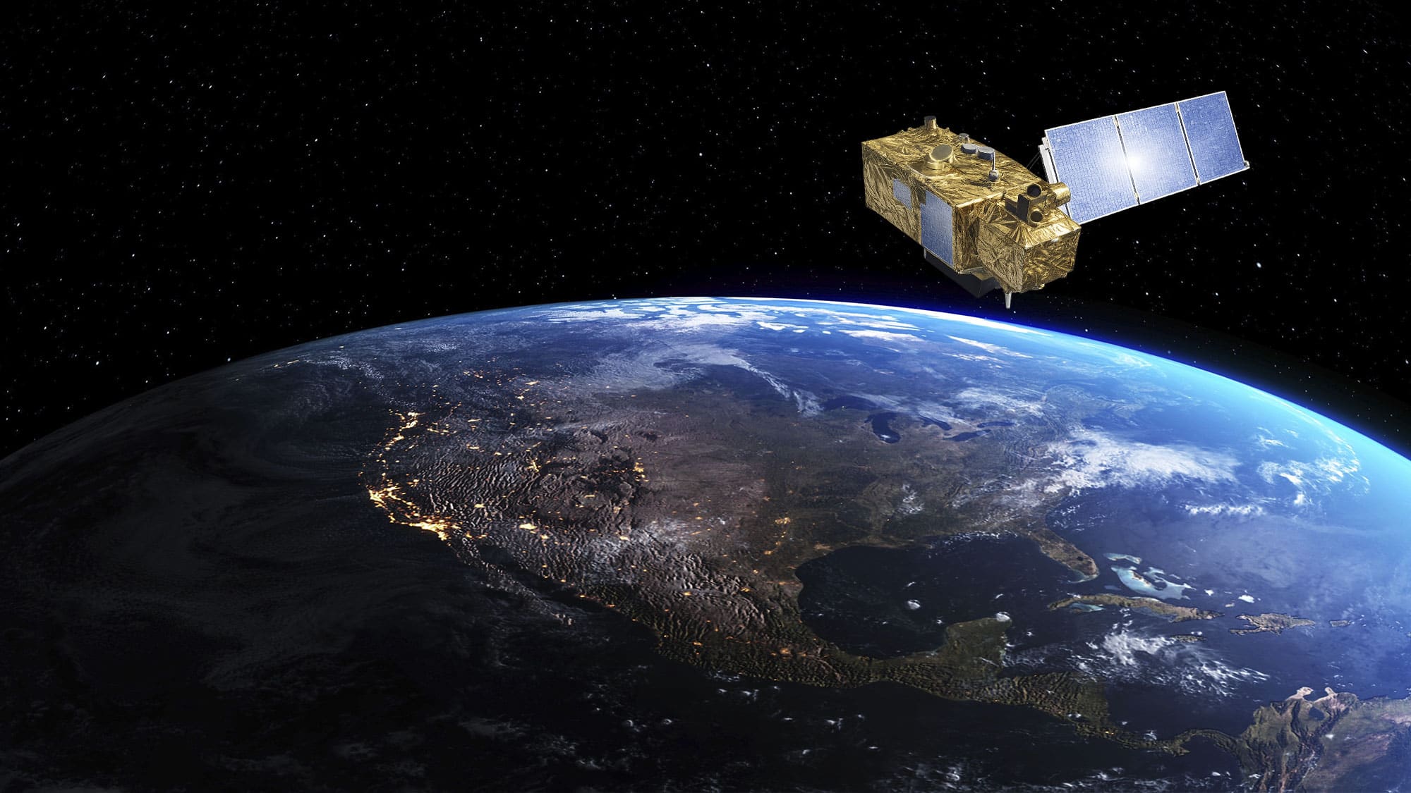 Sentinel-2 satellite orbiting above Earth